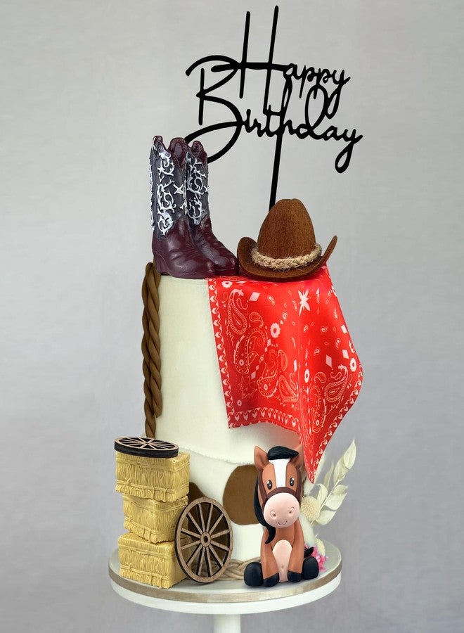KEEPARTY Cowboy Cake Decorations Cowboy Hat and Boot Cake Toppers Western Cowboy Cowgirl Birthday Baby Shower for Western Theme Party Favors Supplies (Brown) - Image 3